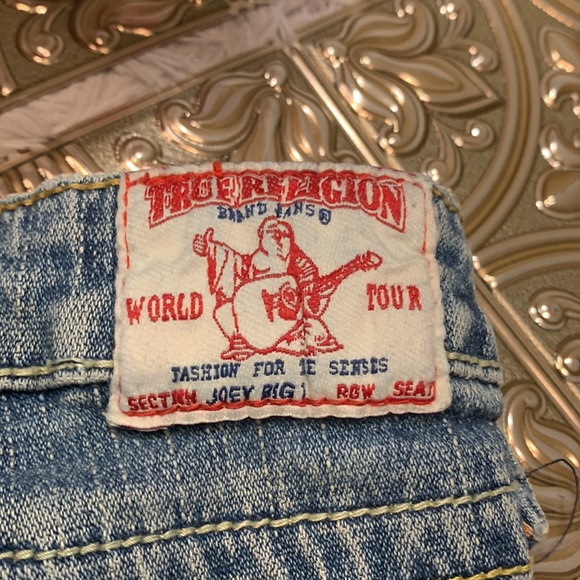 🌹Y2K VINTAGE TRUE RELIGION • Low Rise Stretch Cut Blue Denim Shorts - Picture 8 of 14